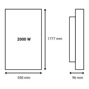 schéma dimensions sèche serviettes thermor riviera 2 2000W gris menhir