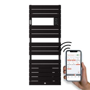 sèche serviettes électrique thermor riviera 2 2000W noir carbone connecté avec l'application Thermor Cozy Touch