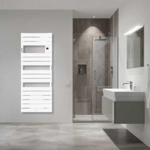 Sèche serviette électrique avec soufflerie Thermor Riviera 2 1500W blanc satin - photo ambiance salle de bain