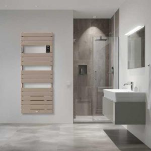 Sèche serviette électrique avec soufflerie Thermor Riviera 2 1500W brun sable - photo ambiance salle de bain