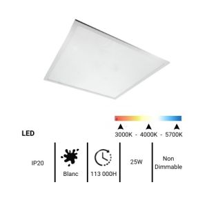 Dalle LED encastrable TCIAO 600x600mm 25W - fiche technique