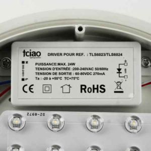 Projecteur extérieur LED extra plat TCIAO 230V 20W 2200lm 3CCT blanc réf. TLS6024 - zoom composants intérieur