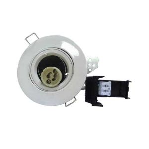 VISION-EL Support de spot BBC rond blanc orientable avec douille automatique - Face