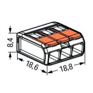 Borne de connexion automatique 3 fils WAGO S221 - schéma avec dimensions