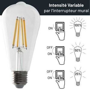Ampoule LED transparente à filament ARLUX transparente E27 dimmable avec 3 intensités