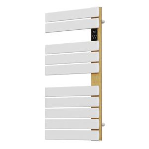 Sèche-serviettes électrique blanc finition bois Batilec Sigma - photo vue de profil
