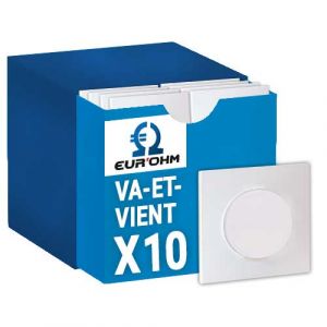 EUROHM SQUARE Pack complet 10 interrupteurs va et vient + 10 plaques simples blanc