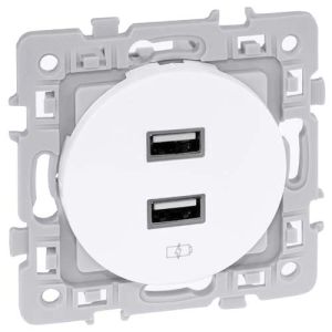 EUROHM Square Prise USB double 2000 mA blanc - 60229