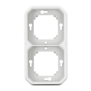 Support plaque vertical encastré 2 postes à composer étanche blanc IP55 Legrand Plexo - vue de face
