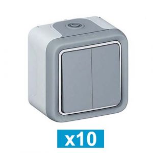 Legrand - Interrupteur Ou Va-et-vient étanche Plexo 10AX 250V IP55 IK08 Composable Gris Ref 070040 3414971905665