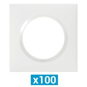 4 Plaques électriques Legrand Dooxie Blanches - Bague Chrome - 3 Postes (ref 600843) - Neuf