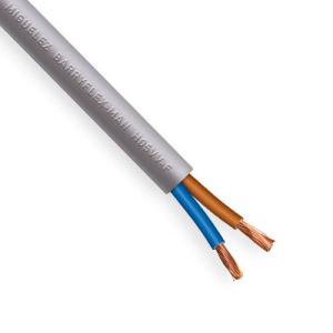 Cable électrique Miguelez avec gaine PVC grise et 2 fils conducteurs bleu et marron à âme en cuivre