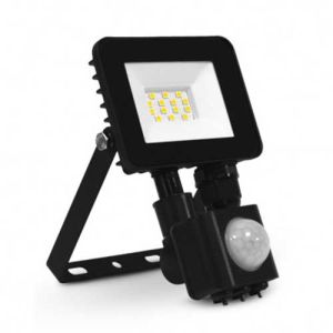 Projecteur LED noir Miidex avec détecteur de mouvement - vue de profil
