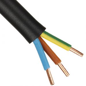 Ce câble électrique R2V à 3 conducteurs de section 2,5 mm² couleur bleu, marron et vert-Jaune ( mise à la terre).