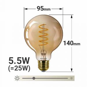 Dimension de l'ampoule LED vintage E27 standard Philips