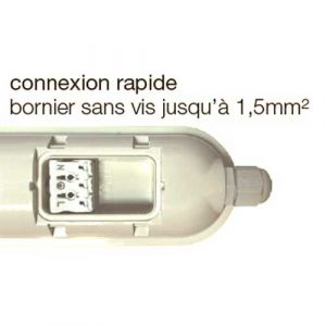 Réglette LED intégrée étanche 48W 5400lm 150cm grise - connexion rapide