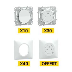 SCHNEIDER Ovalis ProBox 40 plaques simples + 30 prises + 10 VV + 1 prise affleurante avec USB C blanc - PFRB05