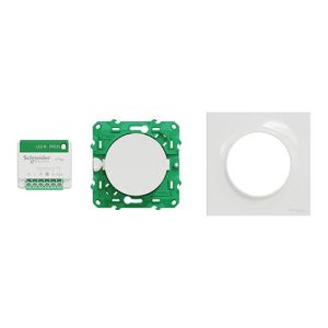 Kit sans fil sans pile Schneider Odace composé d'un micro module + un interrupteur + une plaque de finition - vue de face