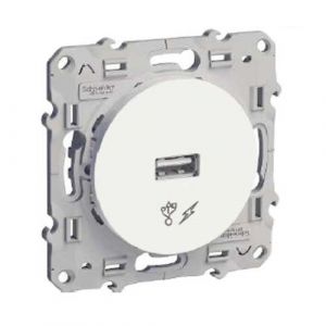Schneider Electric Odace Steckdose + USB-C 10,5W – Kobaltblau, Glänzend, 2P+T
