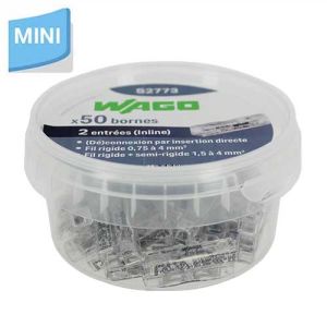 Boîte de 50 mini bornes de connexion rapide WAGO S2273 InLine pour fils rigides
