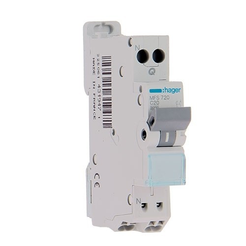 Disjoncteur Auto P+N 20A - Courbe C - 4.5kA - 230V - Protection Circuit électrique - Garantie 2 Ans