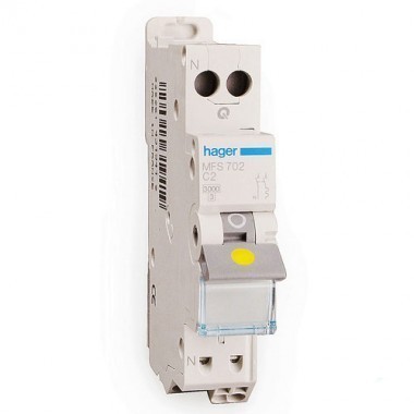 Disjoncteur HAGER 2A auto Ph+N courbe C 3kA 230V - MFS702 123elec.com