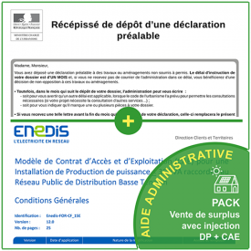 Aide administrative - Pack vente de surplus avec injection (< 18 kWc)