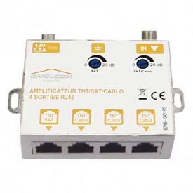 IKEPE Amplificateur TV TNT SAT 4 sorties RJ45