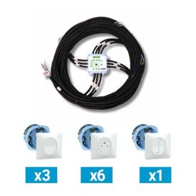 KEO Kit Pieuvre électrique universelle pour cuisine - 3 interrupteurs + 6 prises 2P+T + 1 interrupteur VR + 2 DCL