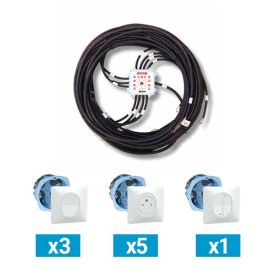 KEO Kit Pieuvre électrique universelle pour salon et séjour - 3 interrupteurs + 5 prises 2P+T + 1 interrupteur VR + 2 DCL
