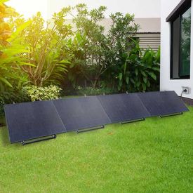 Station solaire Plug and Play avec 4 panneaux solaires posé au sol