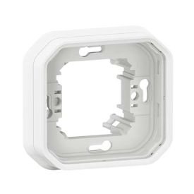 Support plaque blanc 1 poste étanche pose encastrée Legrand Plexo - vue de face