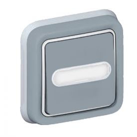 LEGRAND Plexo Bouton poussoir lumineux étanche complet encastré gris avec porte étiquette IP55 - 069824