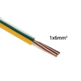 Fil électrique rigide H07VR 6mm² vert/jaune - Prix au mètre