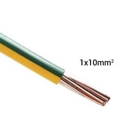Fil électrique rigide H07VR 10mm² vert/jaune - Prix au mètre