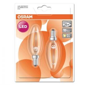 OSRAM Lot de 2 Ampoules LED filament E14 230V 250lm 2,8W flamme