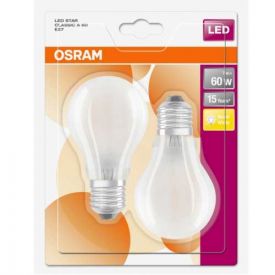 OSRAM Lot de 2 Ampoules LED en verre dépoli E27 230V 7W 806lm blanc chaud standard