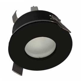 Support de spot encastré fixe rond IP65 82mm noir pour salle de bain