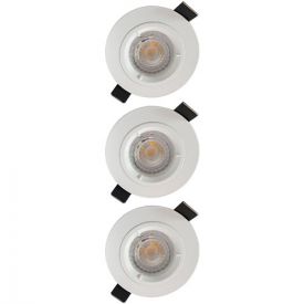 Lot de 3 spots LED encastrables 85mm GU10 230V 3x5W 380lm 2700K blanc