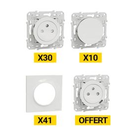 SCHNEIDER Ovalis ProBox 40 plaques simples + 30 prises + 10 VV + 1 prise affleurante avec USB C blanc - PFRB05
