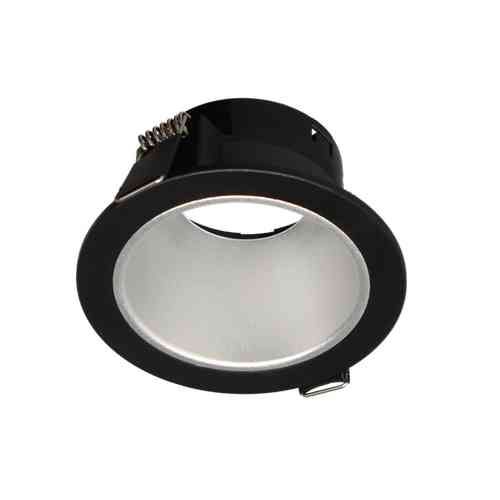 Support de spot basse luminance rond fixe 88mm avec douille GU10 ARLUX Naxos noir et argent