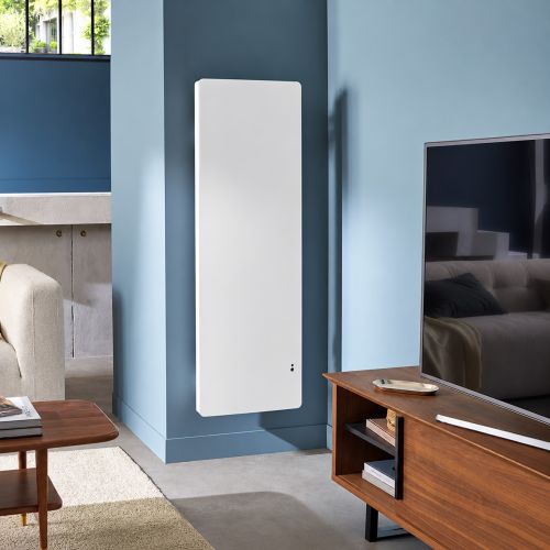 Radiateur connecté à inertie fonte ATLANTIC Nirvana+ vertical blanc carat 1000W - 529941