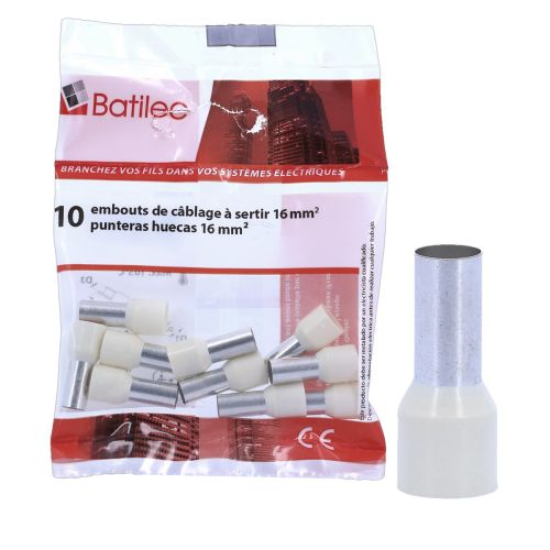 Embouts de câblage blancs BATILEC 16 mm² - Lot de 10