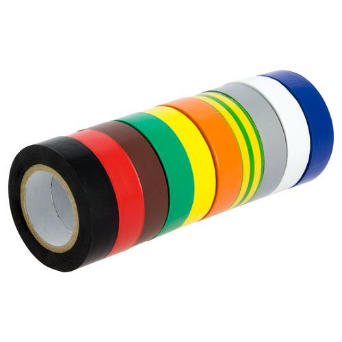 Lot de 10 rubans adhésifs isolants 15mm x 10m Hellermanntyton