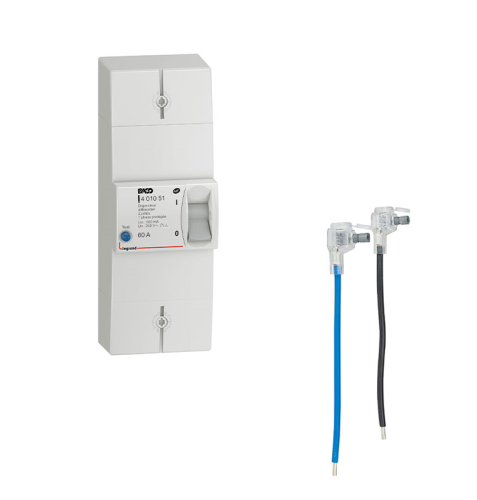 LOT LEGRAND BACO Disjoncteur d'abonné monophasé 60A 500mA différentiel instantané + Fouets de raccordement EDF