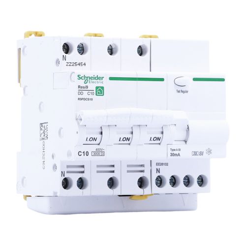 Disjoncteur différentiel tétrapolaire 10A 30mA type ASI 230V SCHNEIDER Resi9