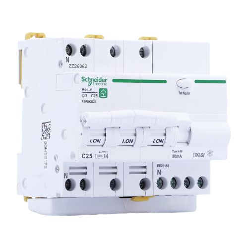 Disjoncteur différentiel tétrapolaire 25A 30mA type ASI 230V SCHNEIDER Resi9
