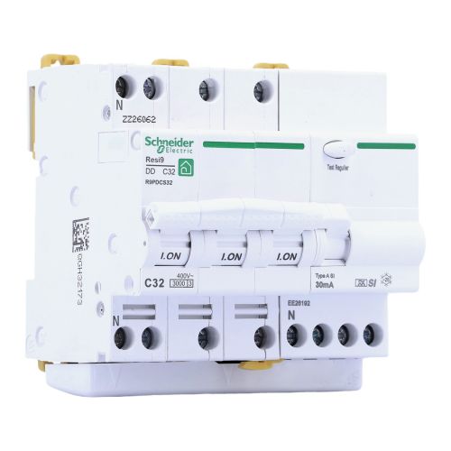 Disjoncteur différentiel tétrapolaire 32A 30mA type ASI 230V SCHNEIDER Resi9