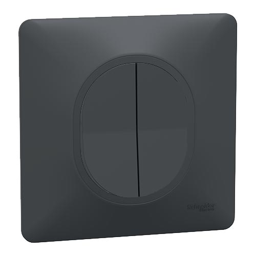 SCHNEIDER Ovalis Interrupteur double va et vient complet anthracite