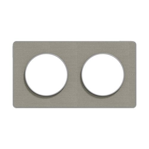 plaque 2 postes vertical schneider odace touch finition Kvadrat perle avec liseré aluminium - vue de face